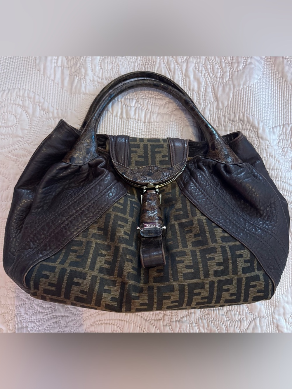 Authentic Iconic Y2K Fendi Zucca Spy hobo/ shoulder bag in Tortoise